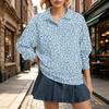 Women's Long Sleeve Leopard Print Top Casual Loose Fit Lapel Collar Blouse for Fall and Winter