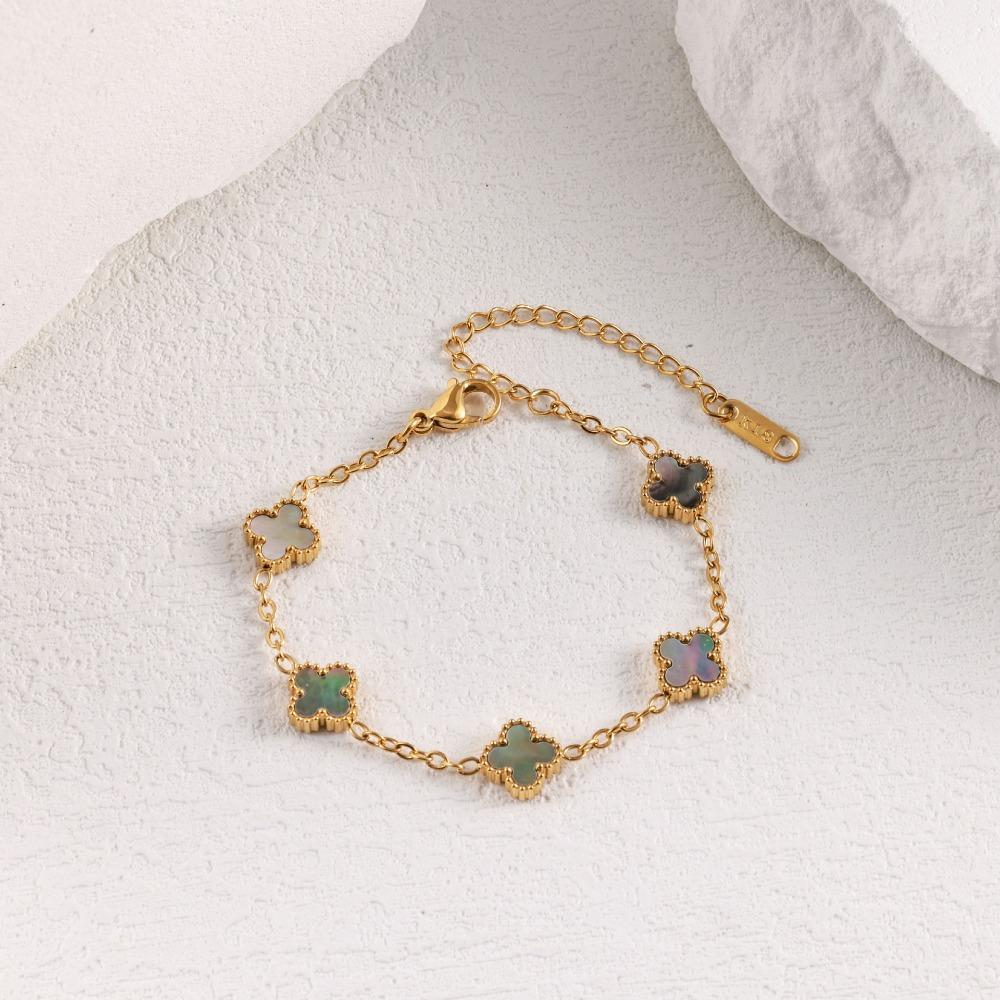 Bracciale Mini Quadrifoglio Madreperla 9mm Lussuoso e di Alta Gamma per Donna Resistente al Colore