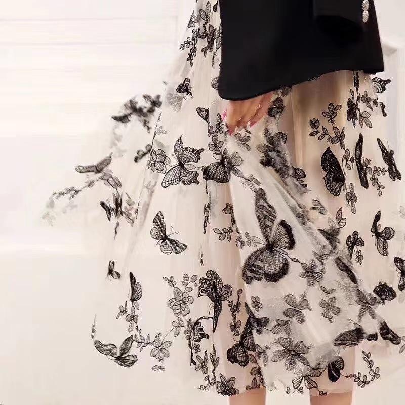 Three-Dimensional Butterfly Flower Embroidery Mesh Fabric Clothing Lace Fabric Wedding Dress Skirt Embroidery Veil Curtain