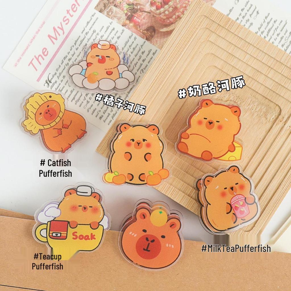 Capybara Acrylic Double-Sided Multifunctional Clip Folder with Sticky Note Holder