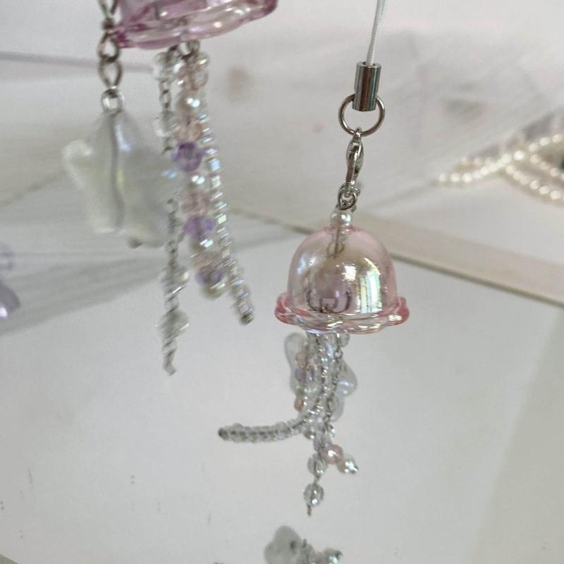 Cute Jellyfish Star Charm Phone Chain for Women Girls Handmade Beaded Keychain