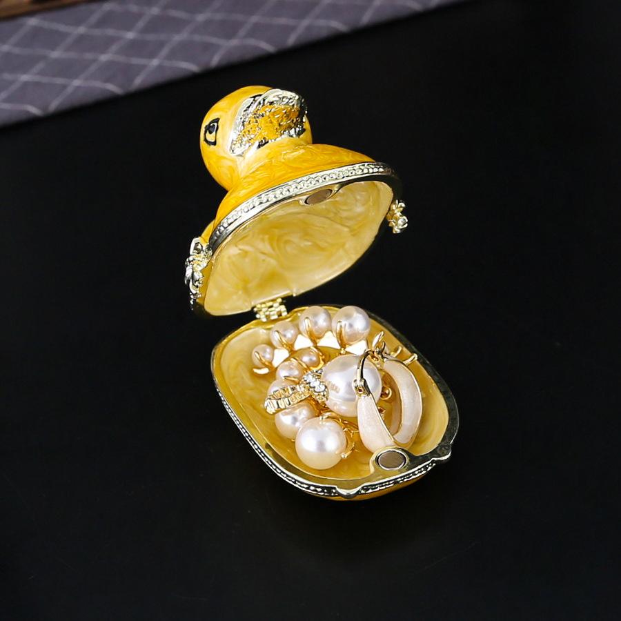 Enamel diamond-encrusted duck jewelry box, household entrance, living room ornament, stud earrings, jewelry storage, flip cover, anti-gray.