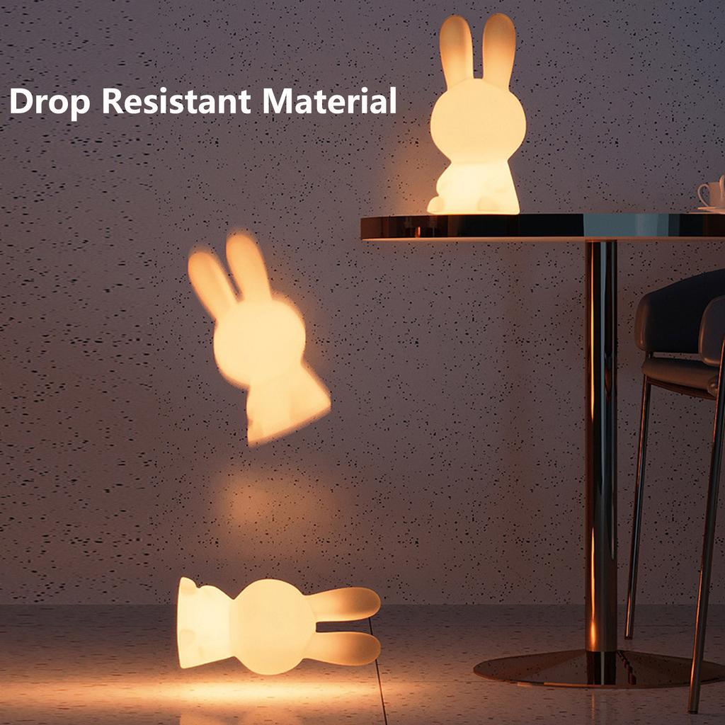 USB Rechargeable Bunny Night Light with 16 Lighting Modes Touch Control Soft Silicone Material Portable Table Lamp for Bedroom and Kids Room