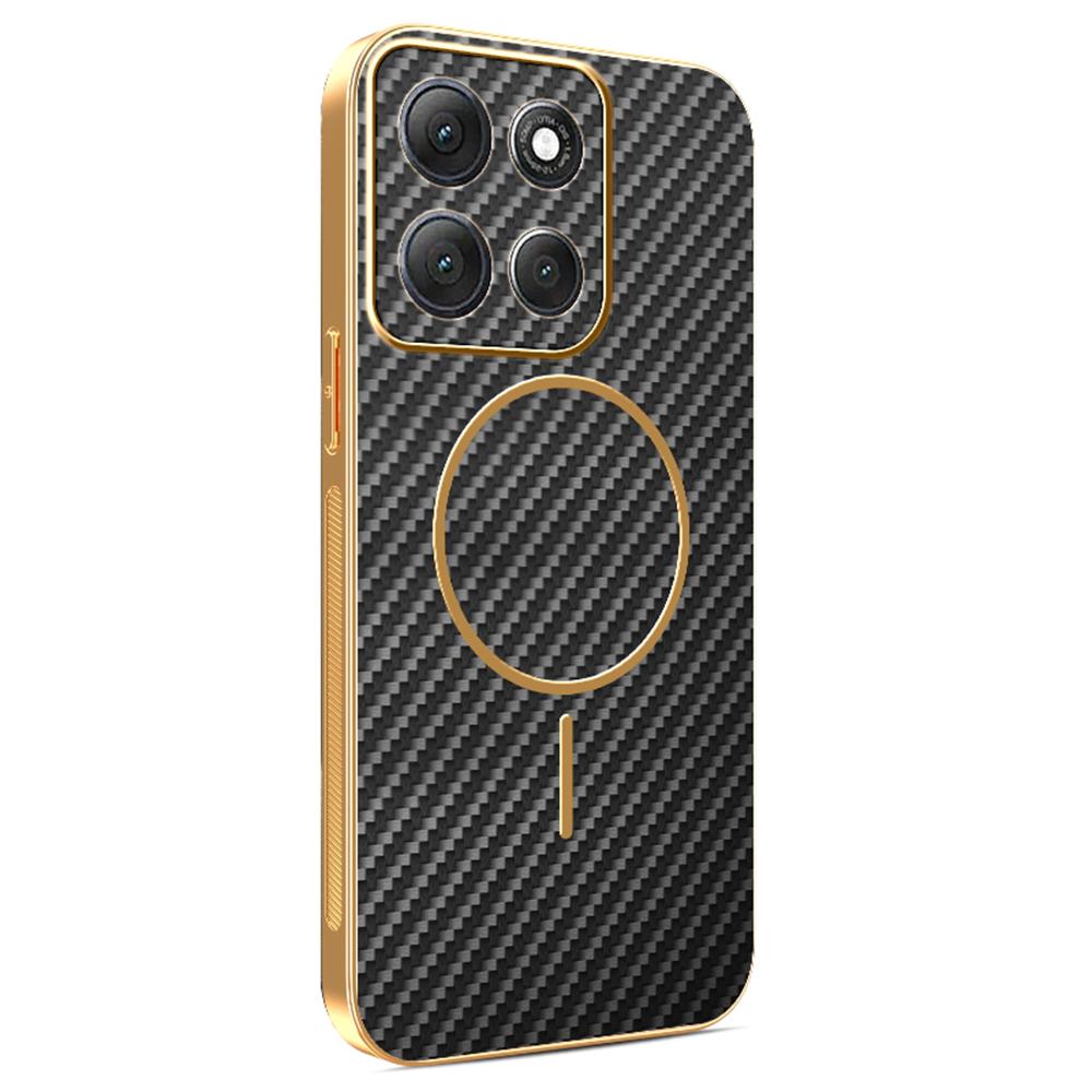For Motorola Moto G86 Power 5G Phone Case Carbon Fiber Textured Electroplated TPU Back Cover