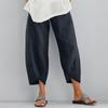 Women's Solid Color Casual Loose-Fit Nine-Point Pants (Plus Size)