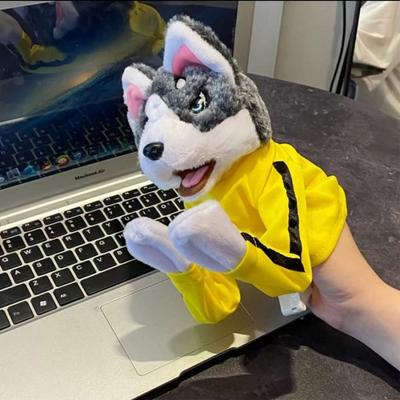 Giocattolo animale Kung Fu Husky Guanti Cane Interattivo Mano Boxe Marionetta Dito Battaglia Suono Peluche Bambola Regalo di Compleanno