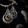 Bohemian Devil Eyes Moon Sliver Color Filigree Colored Gemstones Dangle Earrings for Women Gothic Halloween Party Jewelry Gifts