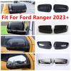 Coque de Rétroviseur Extérieur Décoration Protection Garniture Pour Ford Ranger 2024 2025 ABS Chrome Noir / Fibre de Carbone Accessoires