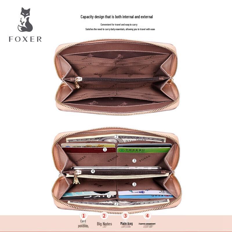 FOXER Women's Sequin Leather Long Wallet