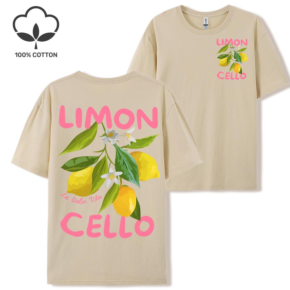 Lemon Fruits Cello Pink Letter Print Woman T Shirts Cotton Multicolor T Shirt Hip Hop Summer Short Sleeve Y2K Womens Streetwear