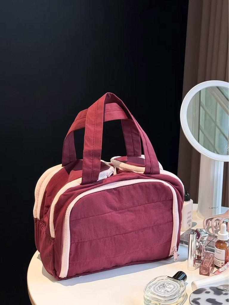 Waterproof Lightweight Partitioned Travel Makeup Bag - Large Capacity Portable Handheld Toiletry Organizer