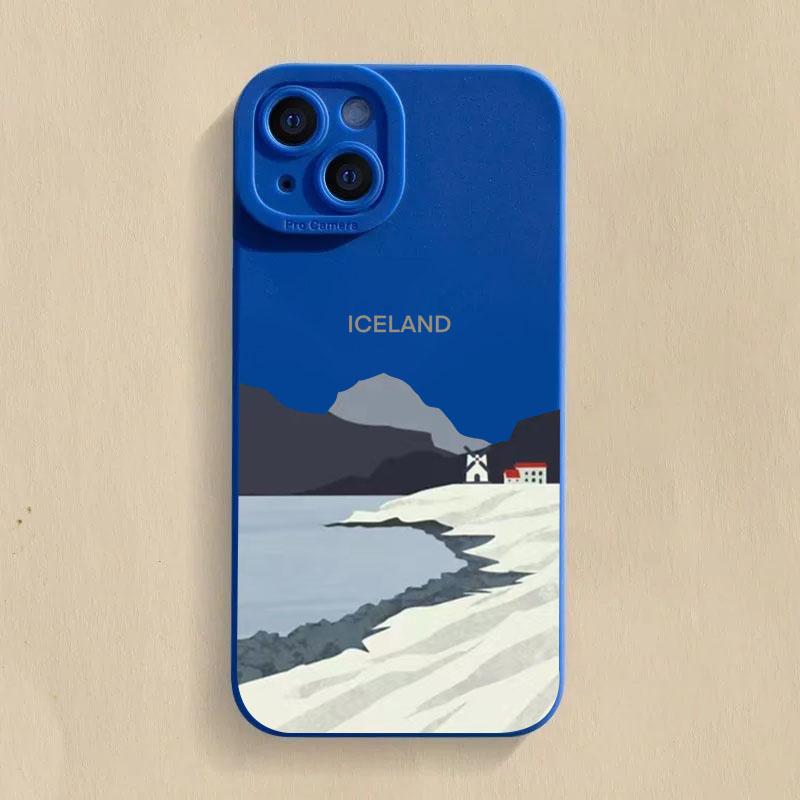 Simple Oil Painting Road Sign Silicone Phone Case For iPhone 16 15 14 13 12 11 Pro Max XS XR 7 8 Plus SE Shockproof Soft Cover