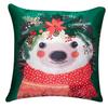 Decorative Merry Christmas Satin Cushion Cover 24 Inch X 24 Inch 5 Piece, Cusion Cover for Sofa 24"24 Set of 5, Cute Festive Animal