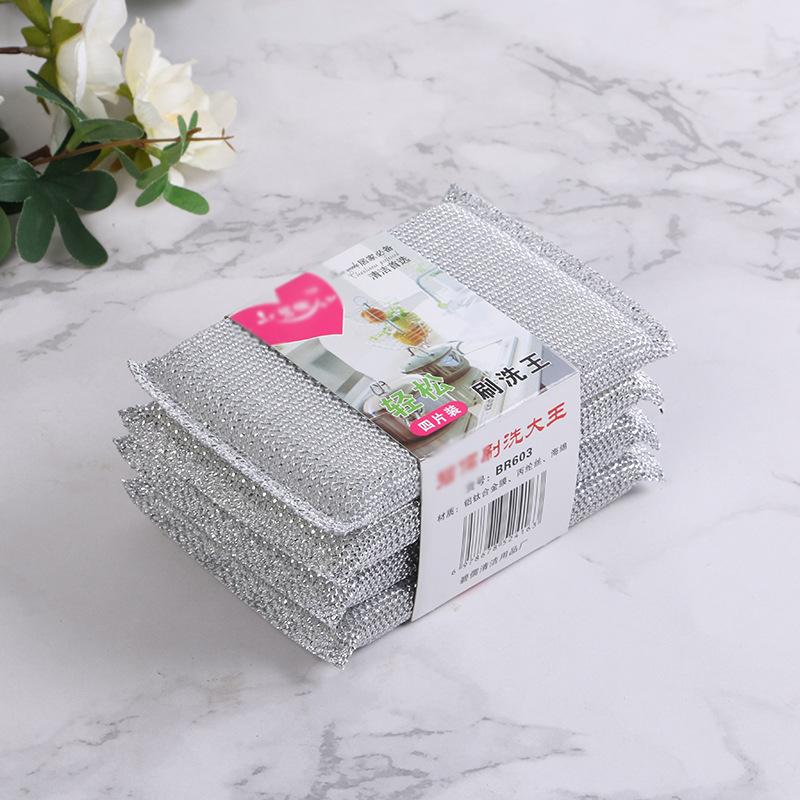 4 ks Kuchyňská mycí houbička, Nepoškrábe hrnec, Kartáč na hrnce, Domácí čisticí houbička bez poškrábání, Utěrka