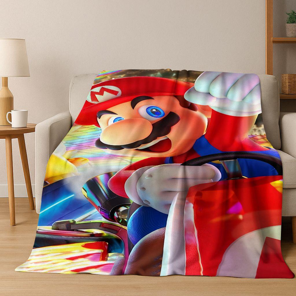 26 Style Mario Cartoon Gift Flannel Blanket,Warm and Cozy Soft Throw Blanket for Home Bedroom Bed Sofa Travel Picnic Cover Kids