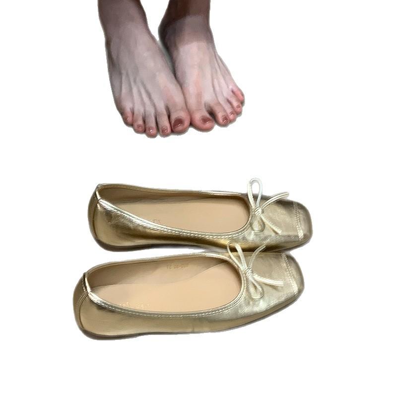 Spot version~ French bow flat-soled women's shoes single shoes women's shallow mouth ballet grandma shoes gentle Doudou single shoes