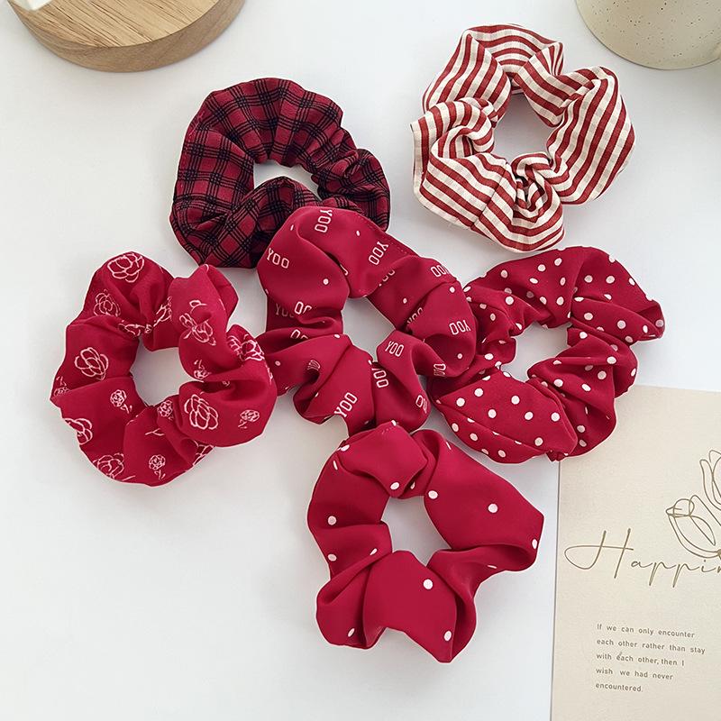 Christmas Red Plush Scrunchie: Cute Autumn Winter Hair Accessory