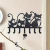Cat Shaped Wall Mounted Key Hook Organizer, 7 Hooks for Keys Towels Coats, Easy Install Entryway Storage Rack for Living Room Hallway Office