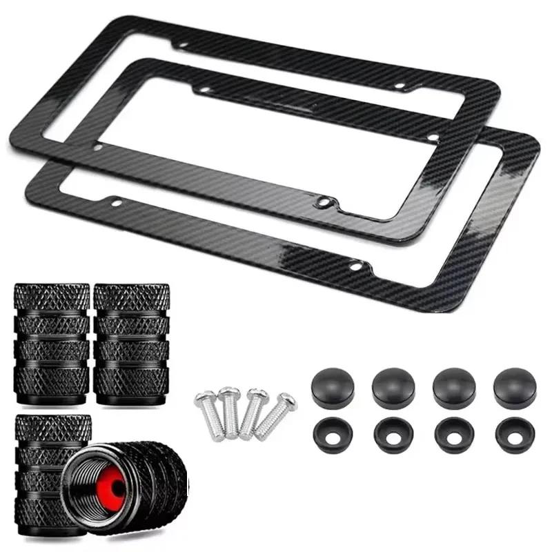 License Plate Stainless Steel Carbon Fiber License Plate Frame License Plate Frame Regulation Frame Refit Automobile Exterior