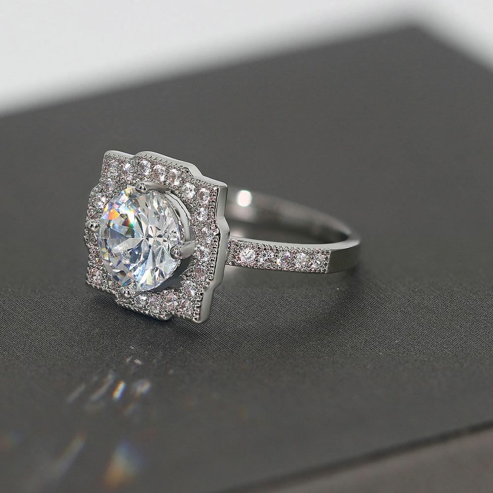 

INS TK Fashion Geometric Rings For Women Exquisite Shiny Cubic Zirconia Silver Color Wedding Engagement Fashion Jewelry Gift 5