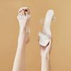 2025 summer new ins trendy Internet celebrity fashion word with transparent sandals women's high heels crystal thick heel cool slippers