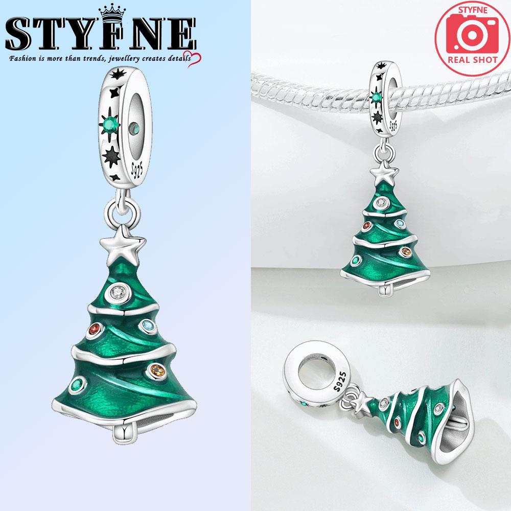 

Шармы Медная Рождественская Елка с Каменными Звездами и Луной с Обеих Сторон Бусины Подходят для Оригинального Браслета Изысканные DIY Украшения