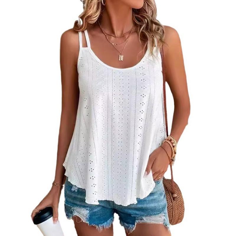 Shoulder Camisole Round Neck Jacquard Inner Sleeveless Bottoming Shirt for Women