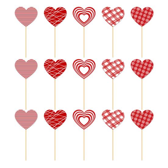 15Pcs Heart Vase Floral Insert Set Valentine's Day Romantic Table Decor for Centerpiece Party Wedding Decoration