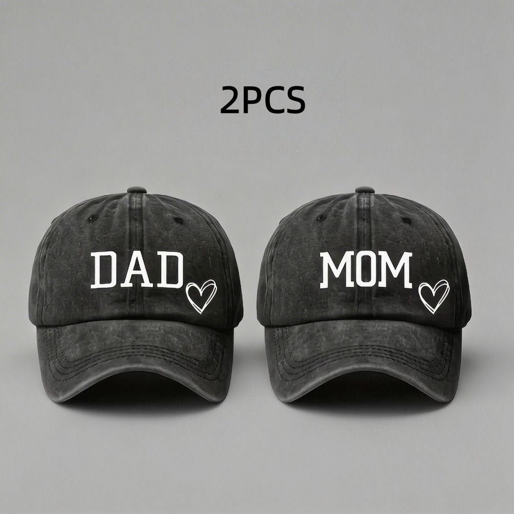 Fashion Dad Mom Love Printed Baseball Cap Washed Cotton Adjustable Couple Cap Baseball Hats For Man Women