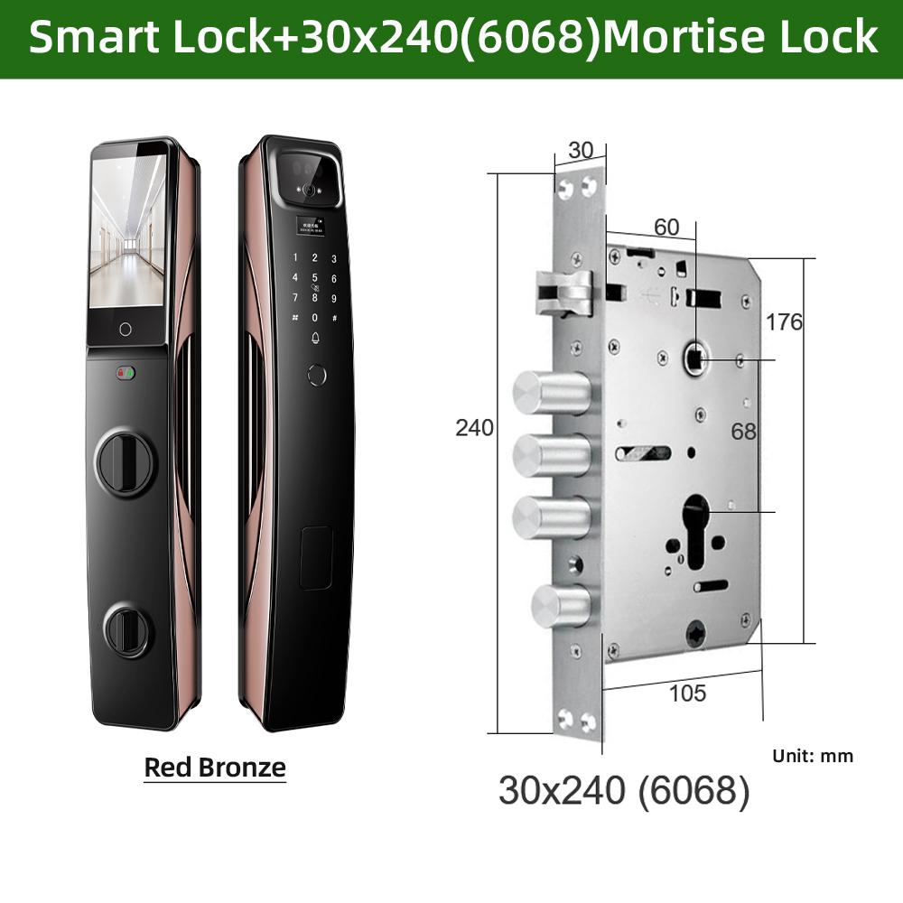 RAYKUBE Fechadura inteligente Tuya WiFi totalmente automática, intercomunicador de vídeo, desbloqueio remoto, reconhecimento facial