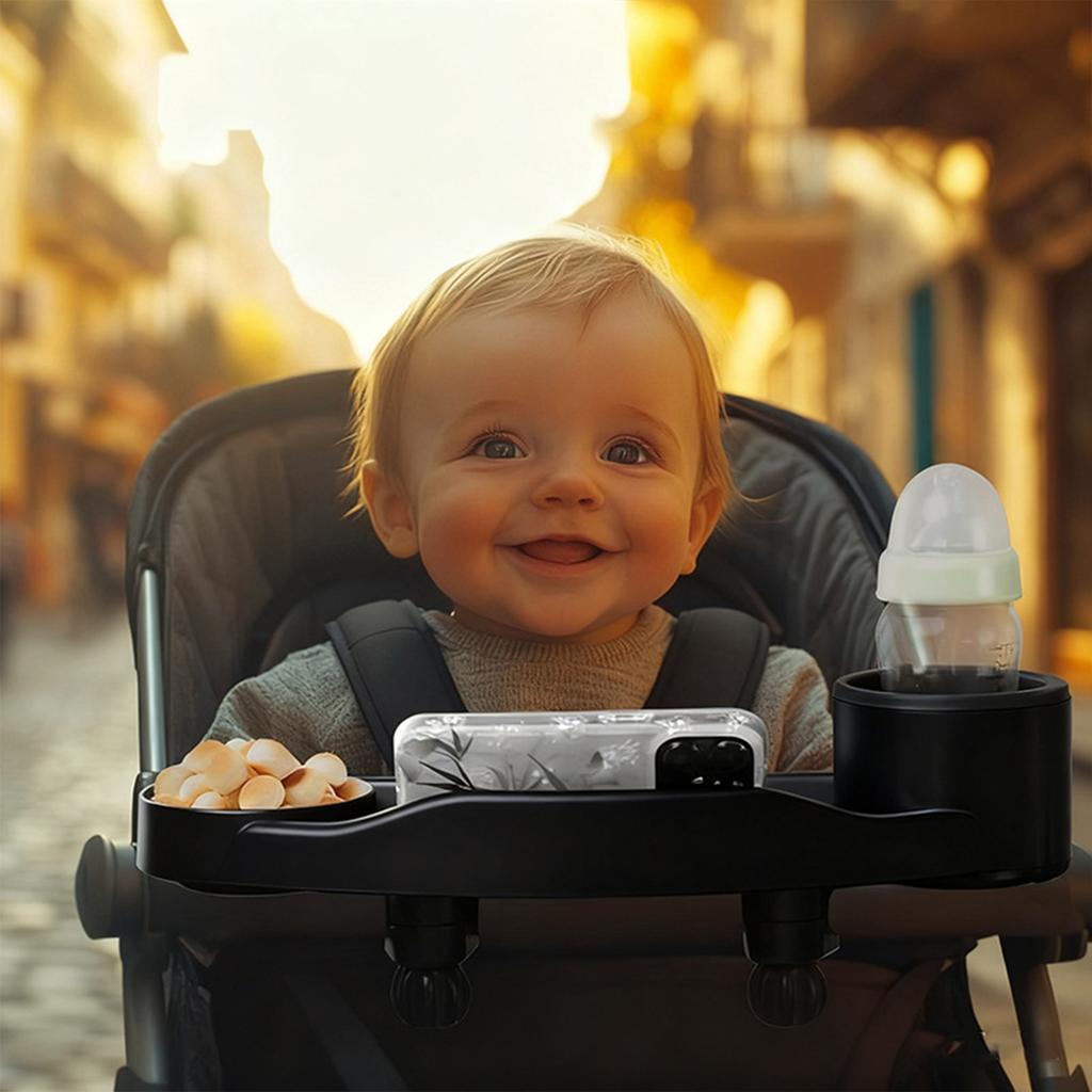Stroller Tray Cup Holder Universal Accessory for Baby Strollers with Storage Space Lightweight Durable and Easy to Install