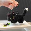 Cute Plush Bad Smiling Cow Cat Keychain Black Cat Hanging Ornament Gifts For