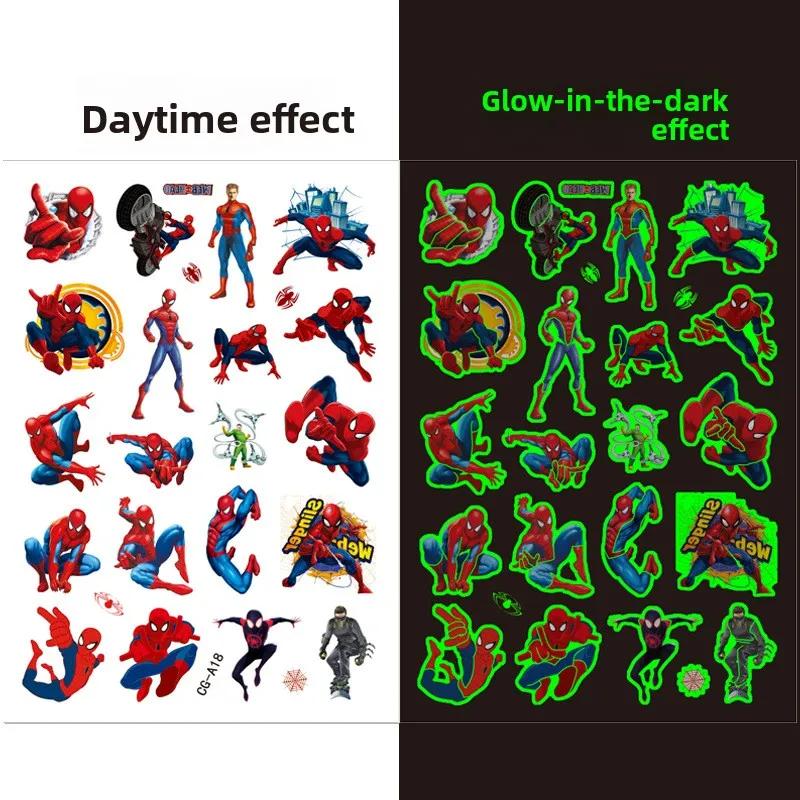 Glow-in-the-dark SpiderMan temporary tattoo stickers children's tattoo birth date celebration tattoo transfers water transfer stickers