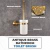 A96I-Antique Brass Bathroom Toilet Brush Set Holder Brush With  Cup