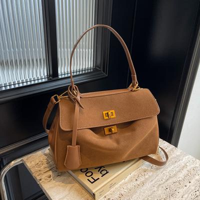 Retro High-End Sense Large-Capacity Shoulder Bag Women'S Autumn And Winter Matte To Work Commuter Messenger Bag Portable Platinum Bag