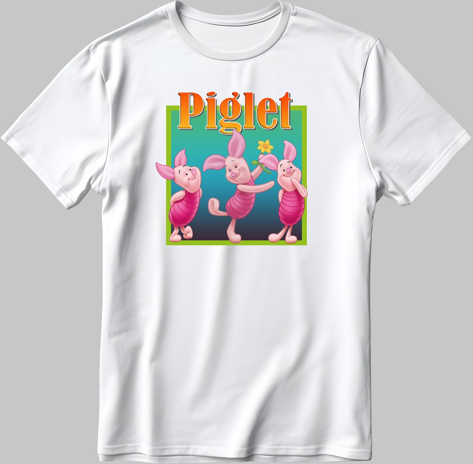 Famous Character Piglet Figure, Short Sleeve White-Black Men s / Women s T-Shirt H123 2XL