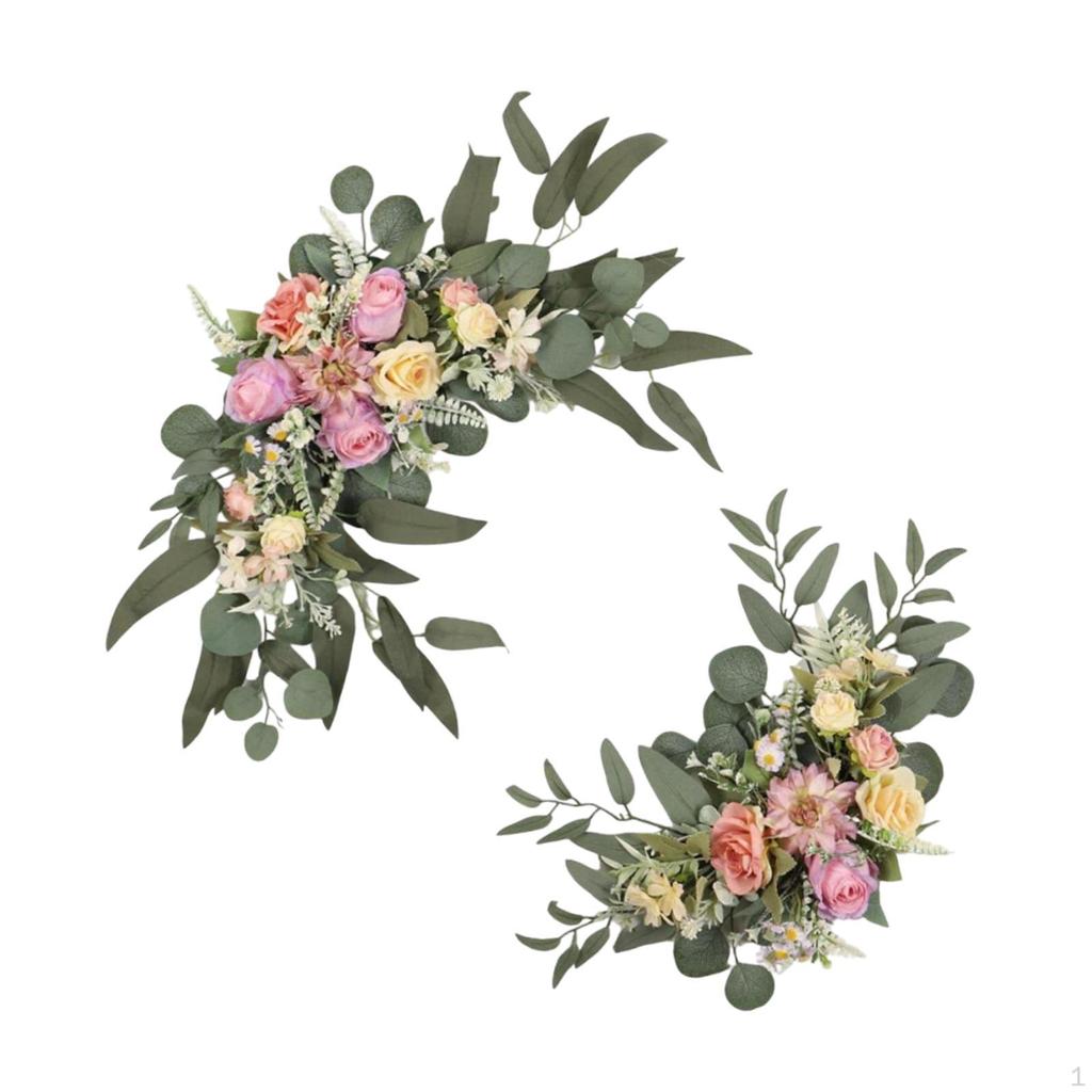 2 Pieces Artificial Flowers Wedding Floral Swag Arrangement Elegant Decoration for Valentines