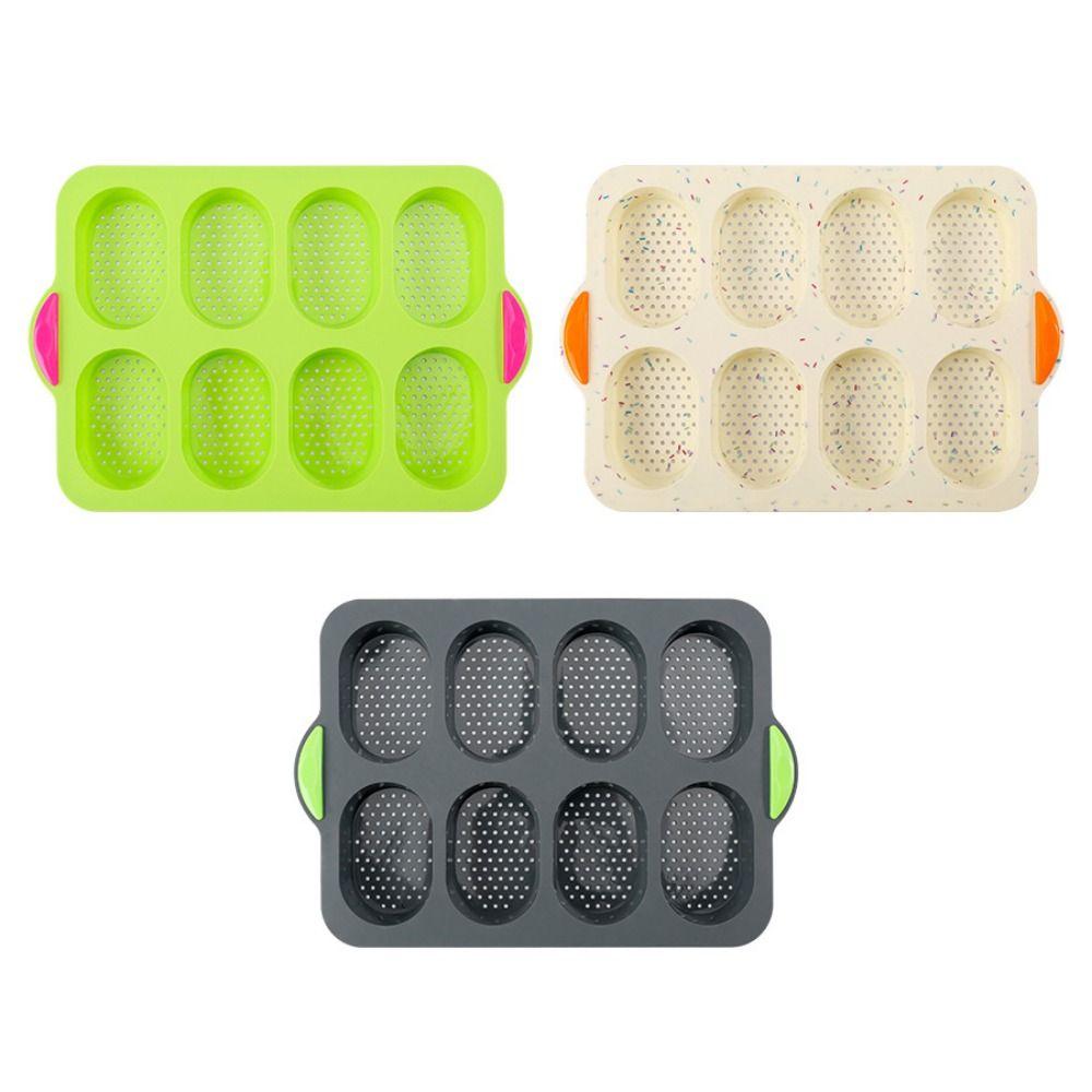 8 Grids Bread Baking Form Silicone Hamburger Bun Mold Silicone Baking Pan  Kitchen Bakeware