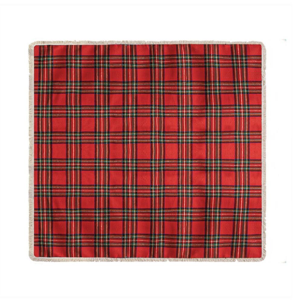 Christmas Slipcover Red Green Plaid Sofa Cover Non Slip Full Cover Fringe Retro Holiday Decor