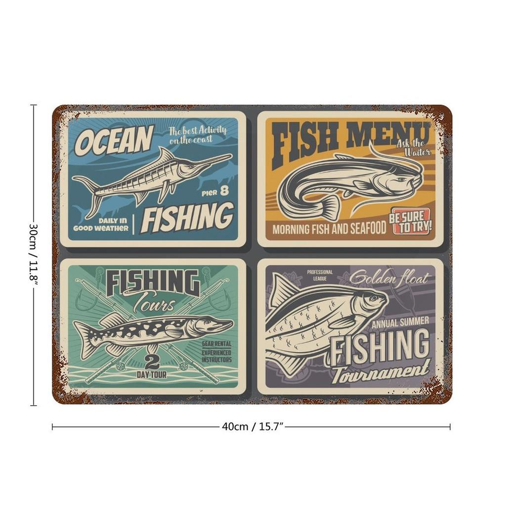 1-Pack Distressed Vintage Wall Plaque, 20×30cm and 30×40cm, Rusted Metal Decor for Kitchen, Cafe, Lobby or Study