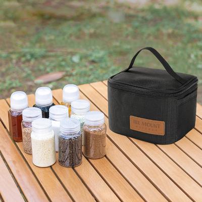 9 Stück Camping Gewürz Aufbewahrungstasche Tragbarer Gewürzbehälter Tasche Eingebaute Netztasche/Seitentasche für Zuhause Küche Camping BBQ Reisen