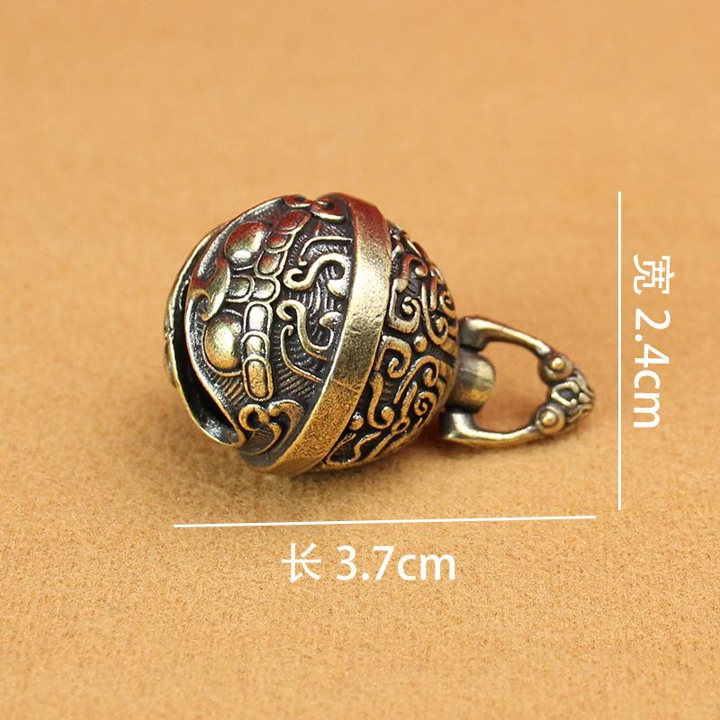 Handmade Brass Pure Copper Gluttonous Bell Car Keychain Pendant Bell Accessories