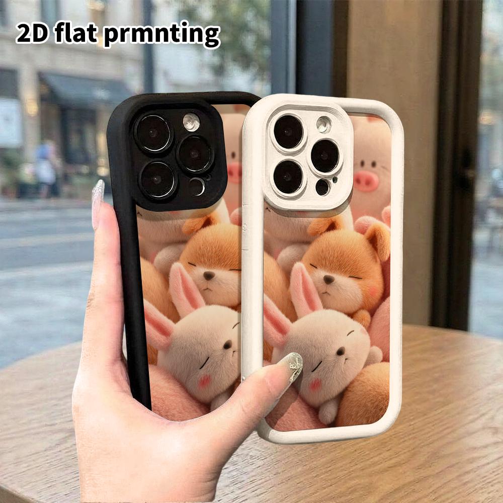 Phone Case: 2D Flat Design Suitable for iPhone 18 17 16 15 14 13 Pro Protective Case, Cute Little Animal Stack, Perfect Holiday Gift for Christmas and