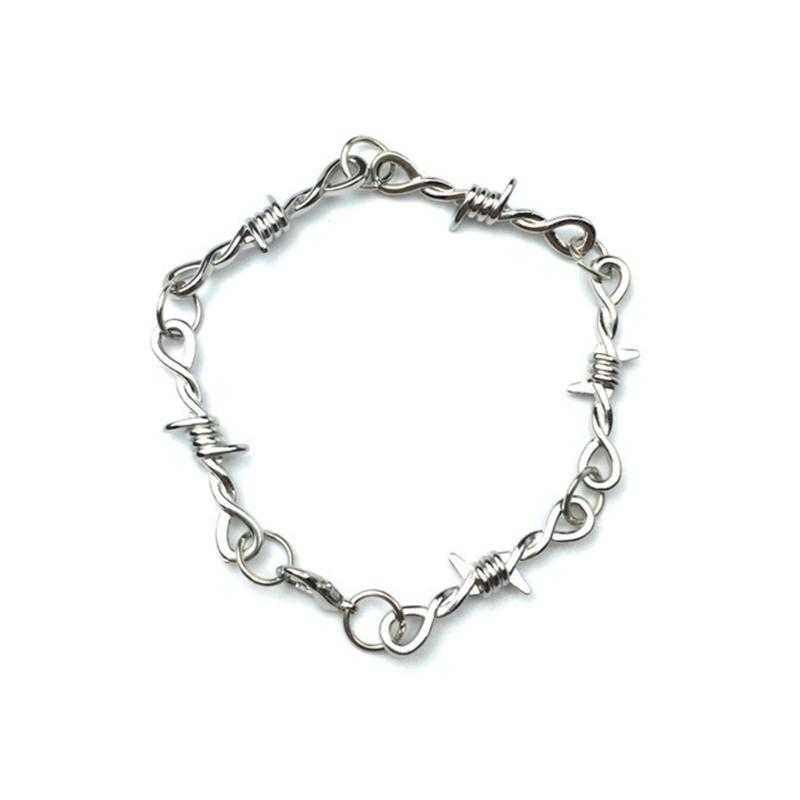 Punk Thorns Necklace Gothic Barbed Wire Chain Necklace for Men Women Adjustable Hip Hop Bramble Chokers Necklace Jewelry