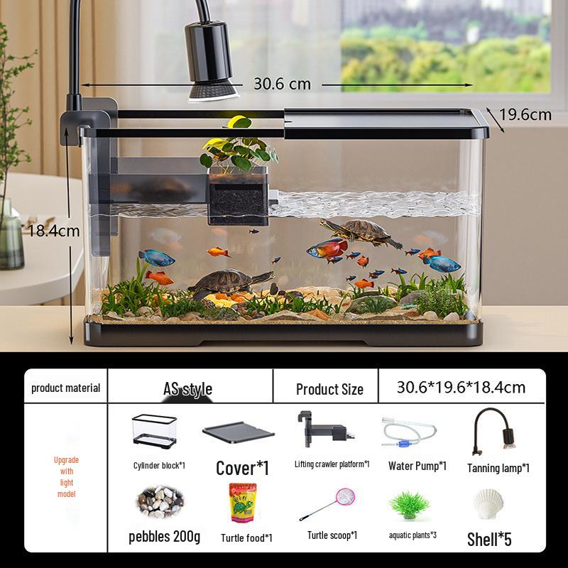 Versatile Desktop Turtle & Fish Aquarium with Basking Platform and Integrated Circulation System