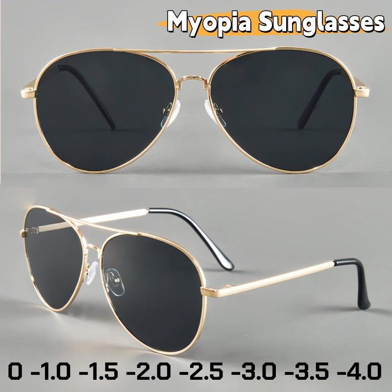 Man's Driving Polarized Sunglasses Pilot Toad Frame Myopia Glasses UV400 Anti UV Motorcycle Beach Shades Eyewear 0 To -4.0