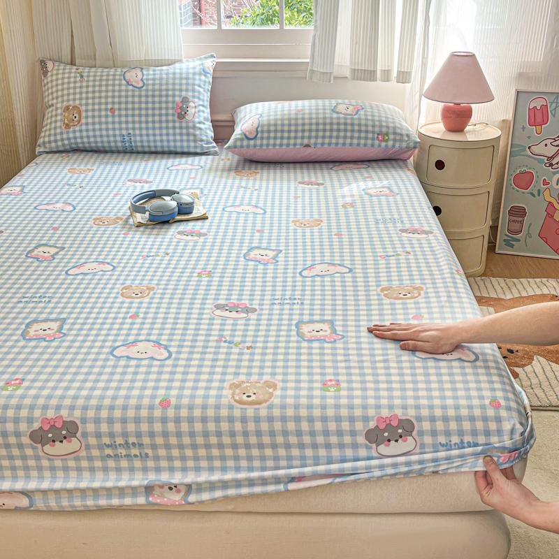 Soft Fitted Sheet Pure Cotton Bed Cover Single/Twin/Queen/King Size Bedsheet Non-slip Bed Linen sabanas (Pillowcase Need Order)