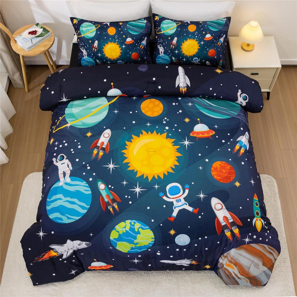 Cartoon Space Down Comforter Set Bedding Set Duvet Cover 3-piece Set