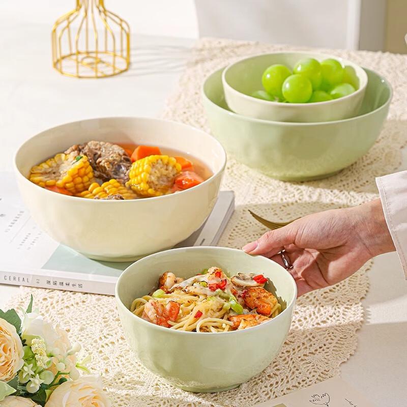 Cream Style Ceramic Noodle Bowl Set