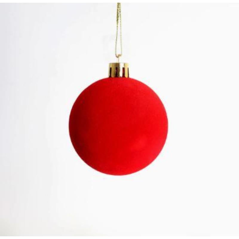 Wholesale Plastic Velvet Ball Pendants Flocked Christmas Balls Xmas Tree Hanging Ornaments New Year Wreath Party Decorations